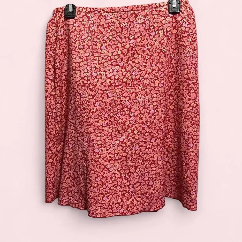 Norton McNaughton Pink and Red Floral Skirt